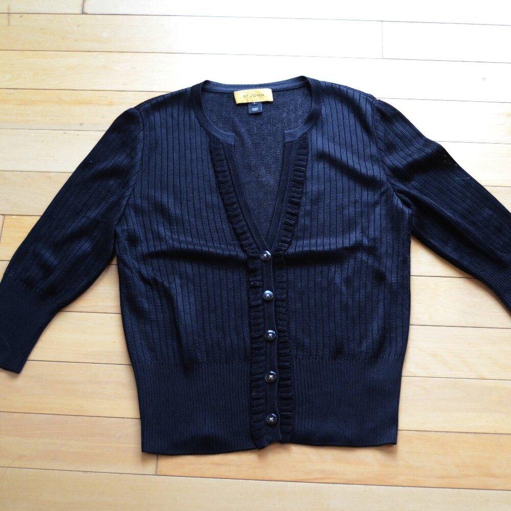 St. John ribbed cardigan sweater black Size S